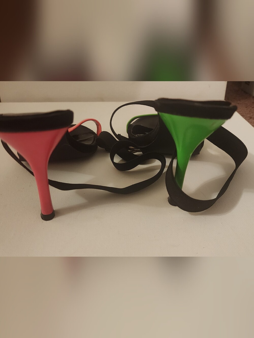 Neon Two Color Heeled Sandals - Picture 3 of 4